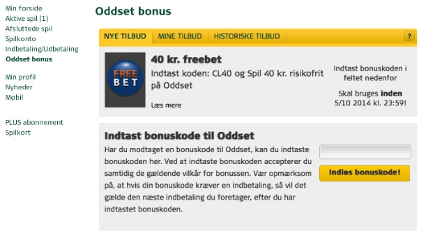 Få et 40 kr. freebet af Danske Spil - intet krav om indskud