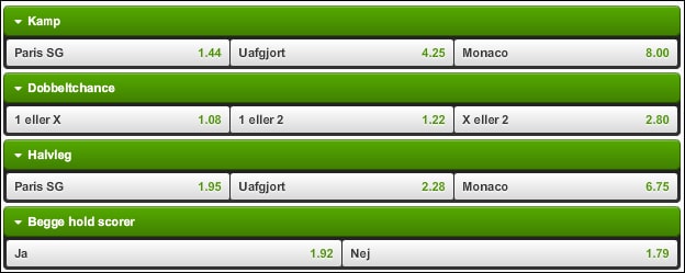 PSG-Monaco odds og spilforslag