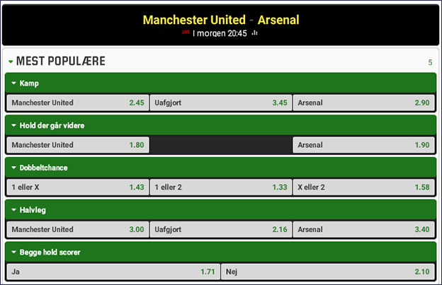 Brag i engelsk fodbold; Manchester United møder Arsenal