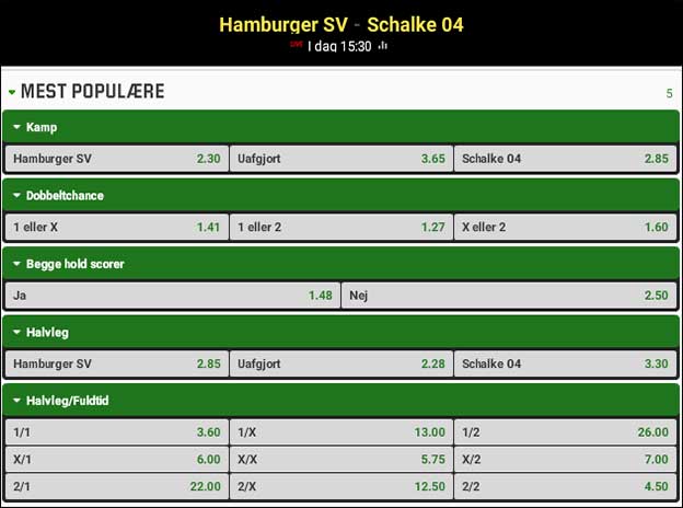 Spilforslag til Bundesligaen; HSV-Schalke 04