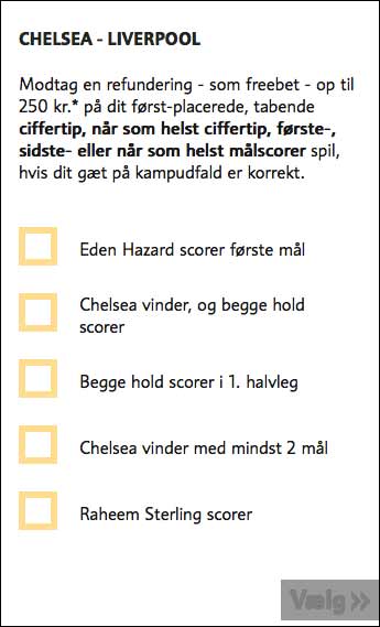 Få et freebet på op til 250 kr. i Chelsea-Liverpool