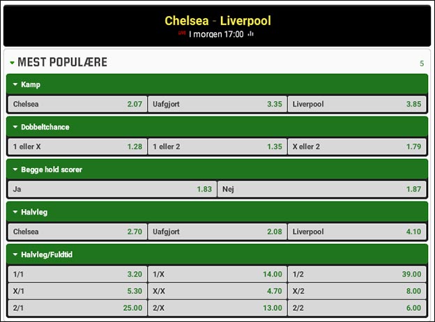 Odds på topkampe i henholdsvis Premier League og La Liga