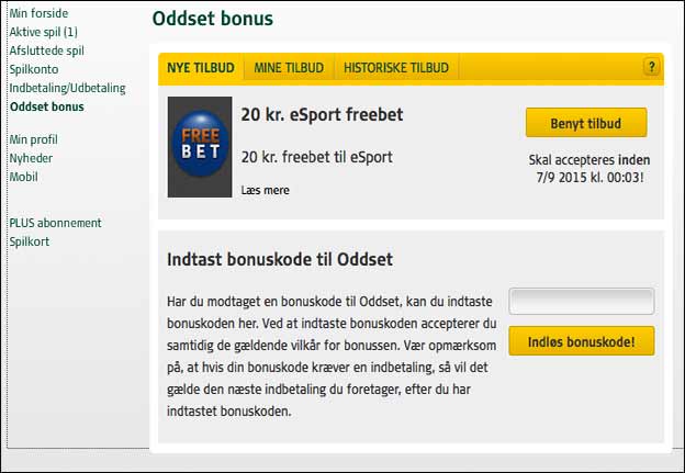 Få et 20 kr. freebet til eSport