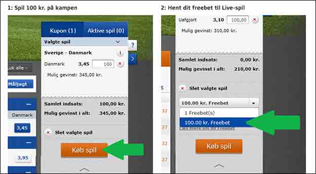 Spil 100 kr. på Sverige-Danmark og få 100 kr. at spille live for