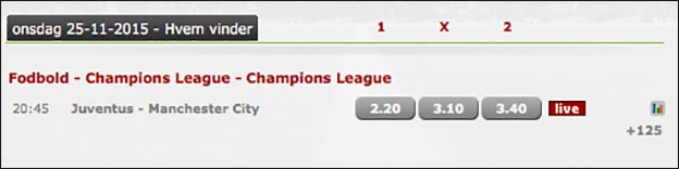 Spil på Juventus-Manchester City hos Betsafe og få pengene retur hvis du taber