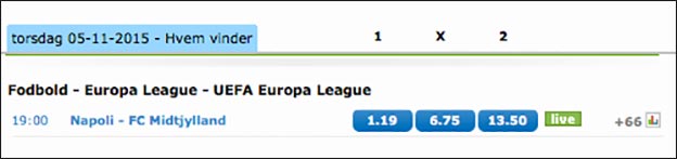 Napoli-FCM odds fra NordicBet