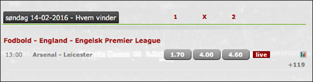 Få et risikofrit spil på Arsenal-Leicester hos Betsafe