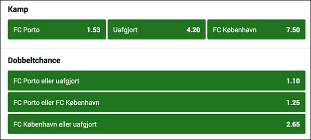 Få et freebet til Champions League-kampen Porto-FCK hos Unibet