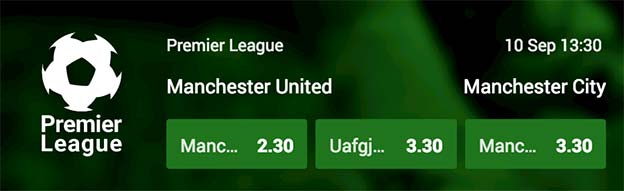 Se oddsene på United-City hos Unibet