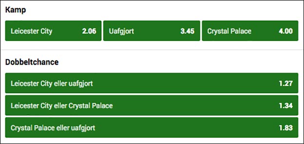 Vind billetter til FCK-Leicester ved at spille på Leicester-Crystal Palace hos Unibet