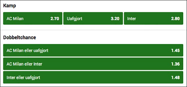Spil på AC Milan-Inter og få et risikofrit livebet