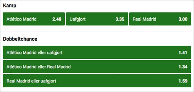 Spil på Atletico-Real Madrid og optjen et risikofrit 100 kr. livespil