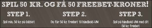 Få et 50 kr. freebet til VM i håndbold hos Danske Spil