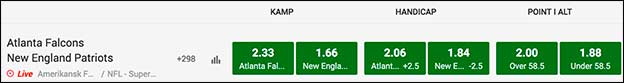 Få 500 kr. freebet til Super Bowl hos Unibet. Se oddsene her