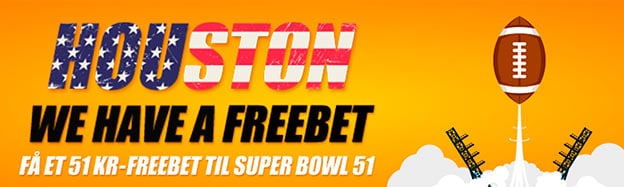 Få et 51 kr. freebet til Super Bowl 51 kr. 