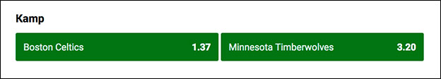 Odds på Boston Celtics - Minnesota Timberwolves hos Unibet 