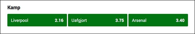 Se oddsene på Liverpool-Arsenal fra Unibet her