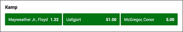 Se Mayweather-McGregor odds hos Unibet her