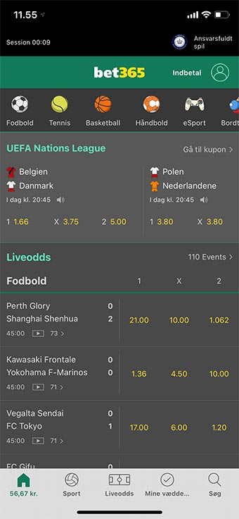Bet365 app'en er ganske lækker