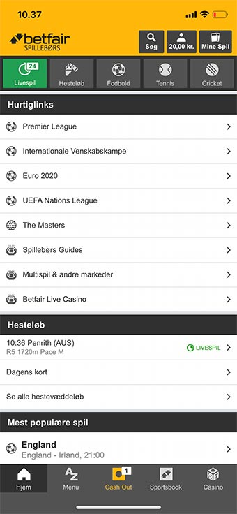 Betfair Spillebørs app'en er fremragende