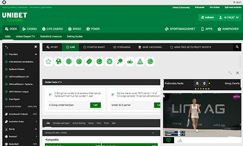 Hos Unibet finder du masser af live betting